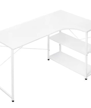 L-Vormig Hoekbureau met Planken – 120 cm Werkblad & Industrieel Design