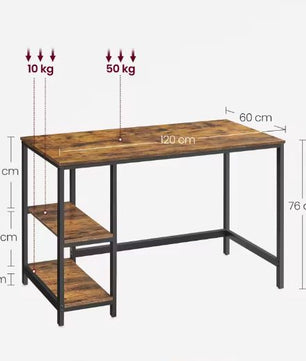 Industrieel Bureau met Planken – Ruim Werkblad & Stevig Frame
