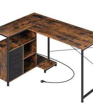 L-Vormig Hoekbureau met USB & Opbergruimte – 120 cm Werkblad