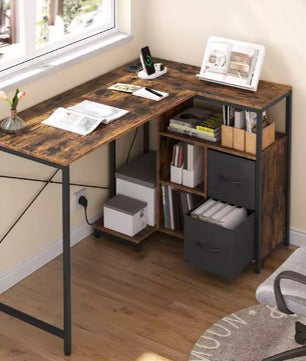 L-Vormig Hoekbureau met USB & Opbergruimte – 120 cm Werkblad