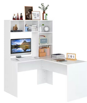 L-Vormig Hoekbureau met Planken – 124,7×107,8×152,5 cm, Ruim en Functioneel