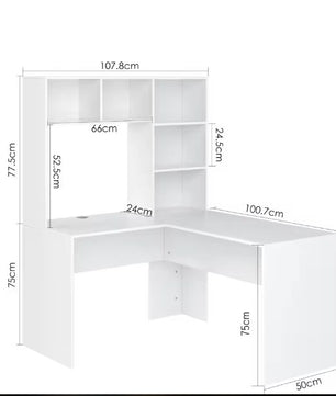 L-Vormig Hoekbureau met Planken – 124,7×107,8×152,5 cm, Ruim en Functioneel