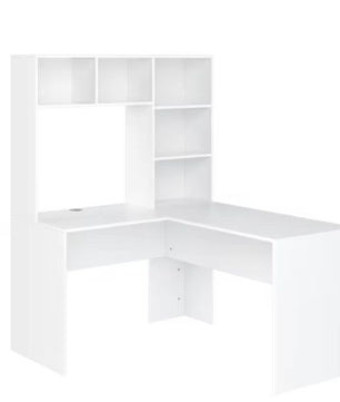 L-Vormig Hoekbureau met Planken – 124,7×107,8×152,5 cm, Ruim en Functioneel