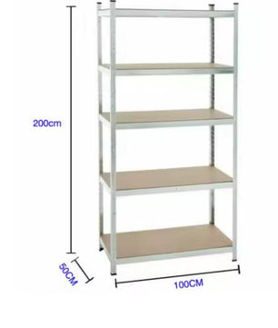 Metalen Opbergstelling 5-Lagen – Verstelbare Stalen Plank met MDF Legborden, 875 kg Draagvermogen