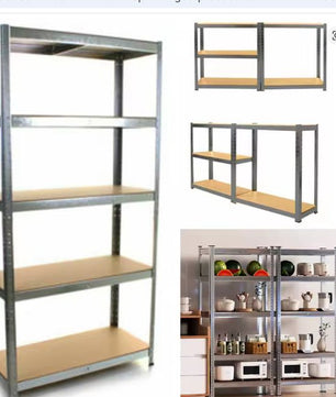Metalen Opbergstelling 5-Lagen – Verstelbare Stalen Plank met MDF Legborden, 875 kg Draagvermogen