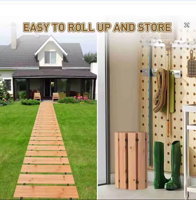 Uitrolbaar Houten Tuinpad – Decoratief Looppad voor Terras, Gazon, Strand & Evenementen