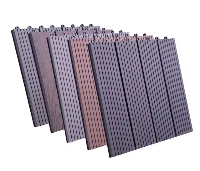 Set van 11 WPC Terrastegels – 30×30 cm Houteffect Kliksysteem