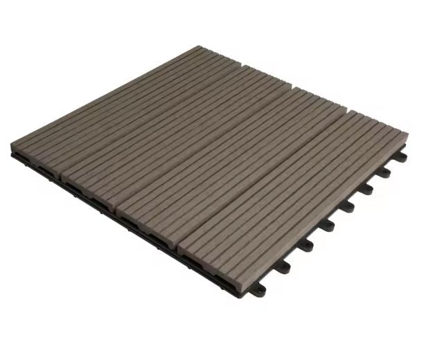 Set van 11 WPC Terrastegels – 30×30 cm Houteffect Kliksysteem