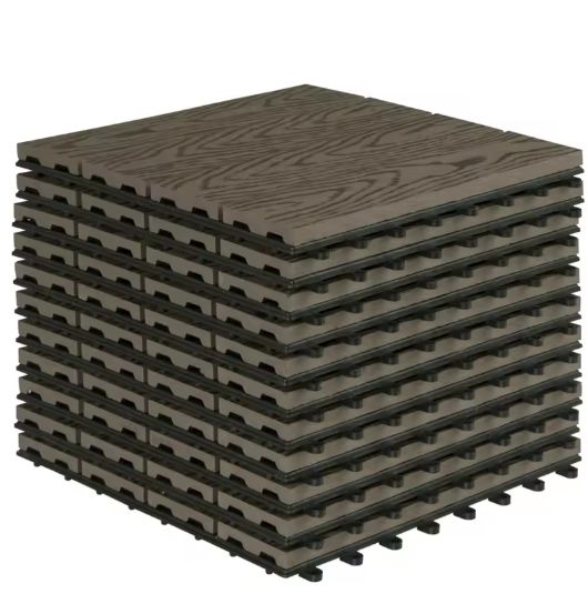 Set van 11 WPC Terrastegels – 30×30 cm, Waterbestendig & Houteffect