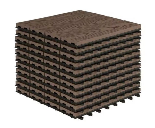 Set van 11 WPC Terrastegels – 30×30 cm, Waterbestendig & Houteffect