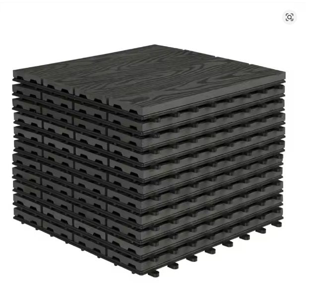 Set van 11 WPC Terrastegels – 30×30 cm, Waterbestendig & Houteffect