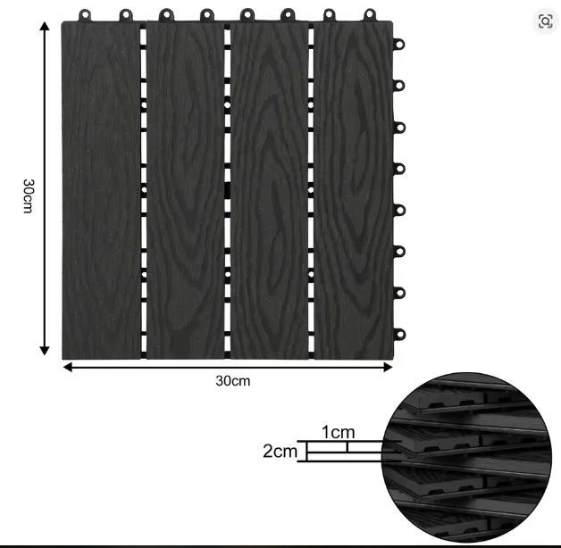 Set van 11 WPC Terrastegels – 30×30 cm, Waterbestendig & Houteffect