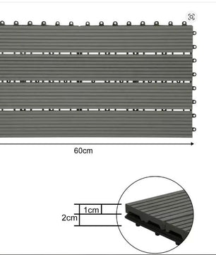 Set van 6 WPC Terrastegels – 30×60 cm, Plug-in Systeem & Weerbestendig