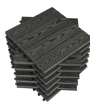Set van 11 WPC Terrasplanken – 30×30 cm, Waterbestendig & In Elkaar Grijpbaar, 1 m² Dekvloertegels voor Tuin en Balkon