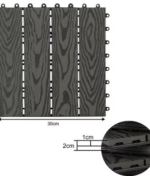 Set van 11 WPC Terrasplanken – 30×30 cm, Waterbestendig & In Elkaar Grijpbaar, 1 m² Dekvloertegels voor Tuin en Balkon