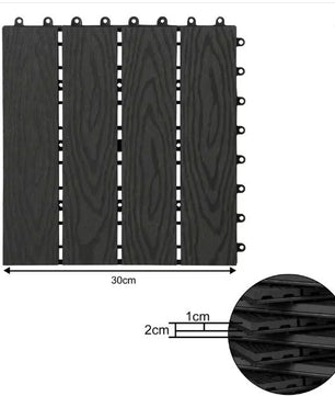 Set van 11 WPC Terrasplanken – 30×30 cm, Waterbestendig & In Elkaar Grijpbaar, 1 m² Dekvloertegels voor Tuin en Balkon