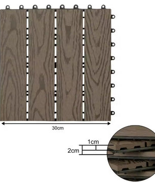 Set van 11 WPC Terrasplanken – 30×30 cm, Waterbestendig & In Elkaar Grijpbaar, 1 m² Dekvloertegels voor Tuin en Balkon