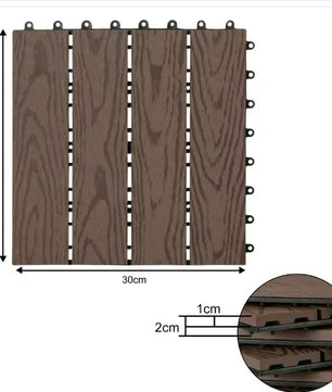 Set van 11 WPC Terrasplanken – 30×30 cm, Waterbestendig & In Elkaar Grijpbaar, 1 m² Dekvloertegels voor Tuin en Balkon
