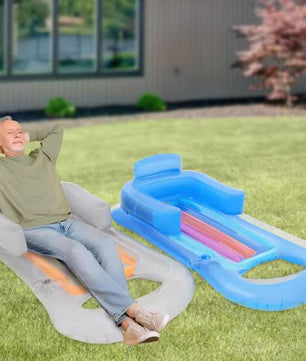 2-Pack Opblaasbare Zwembadligstoel – Ergonomisch Ontwerp & Bekerhouder