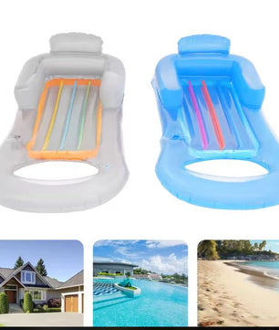 2-Pack Opblaasbare Zwembadligstoel – Ergonomisch Ontwerp & Bekerhouder