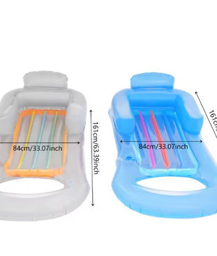 2-Pack Opblaasbare Zwembadligstoel – Ergonomisch Ontwerp & Bekerhouder