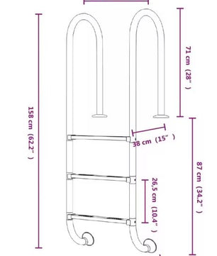 Zwembadladder van Roestvrij Staal 304 – 3 Antisliptreden, Duurzaam & Veilig Ontwerp