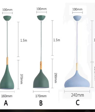 Meerkleurige Glans Hanglamp – Aluminium & Hout, Moderne E27 Fitting