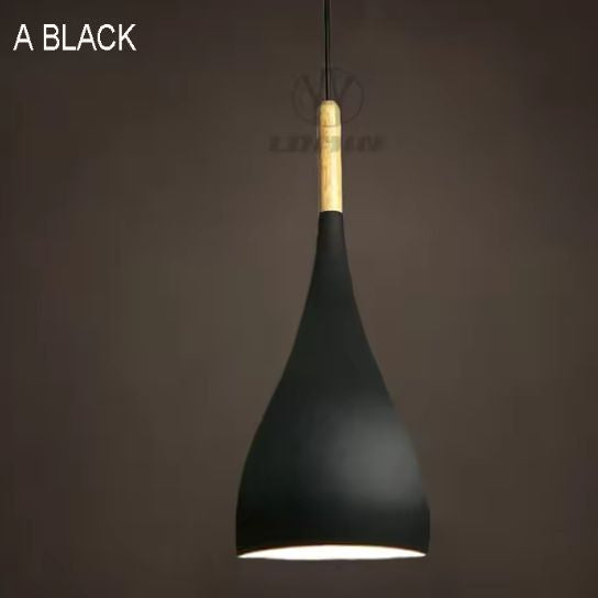Meerkleurige Glans Hanglamp – Aluminium & Hout, Moderne E27 Fitting