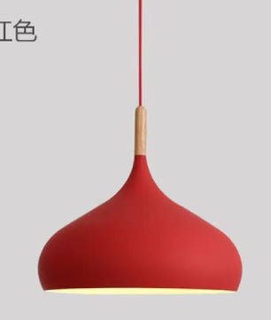 Meerkleurige Glans Hanglamp – Aluminium & Hout, Moderne E27 Fitting
