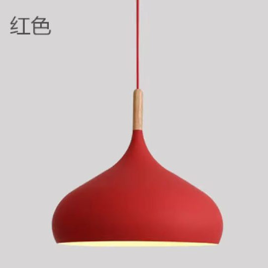 Meerkleurige Glans Hanglamp – Aluminium & Hout, Moderne E27 Fitting