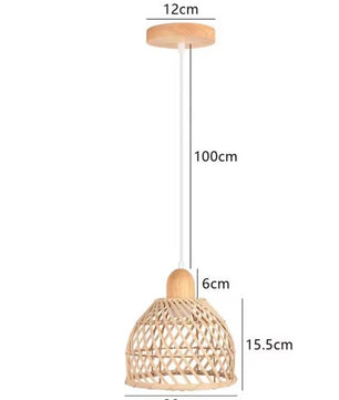 Vintage Rotan Hanglamp – Bamboe Rieten Plafondlamp met Gevlochten Scherm