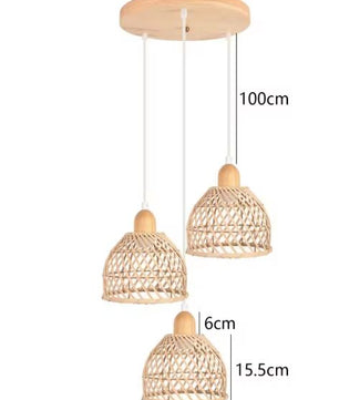 Vintage Rotan Hanglamp – Bamboe Rieten Plafondlamp met Gevlochten Scherm