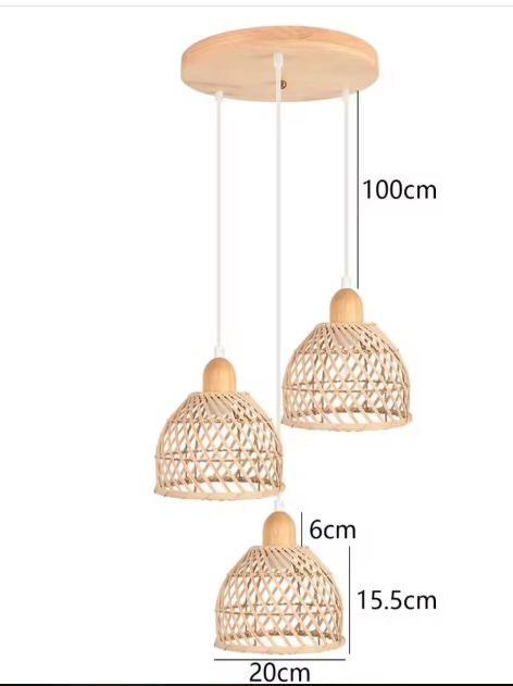 Vintage Rotan Hanglamp – Bamboe Rieten Plafondlamp met Gevlochten Scherm