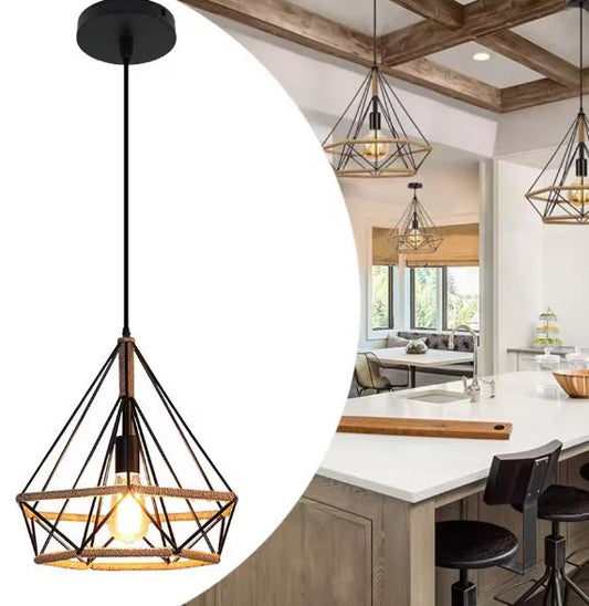 Vintage Henneptouw Hanglamp – Industrieel Design met E27 Fitting