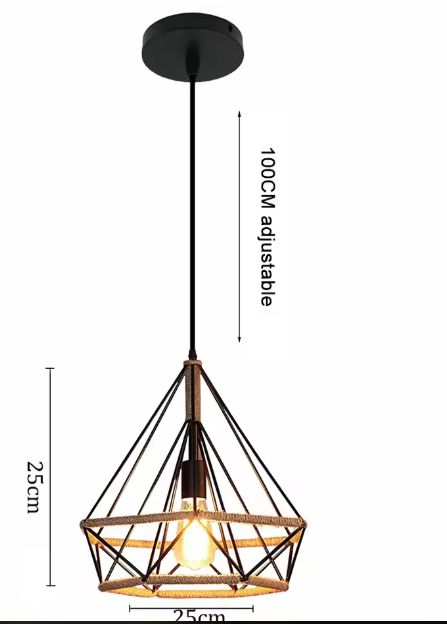 Vintage Henneptouw Hanglamp – Industrieel Design met E27 Fitting