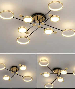 Moderne LED Hanglamp – Dimbaar met Afstandsbediening, Goud & Zwart Aluminium Armatuur