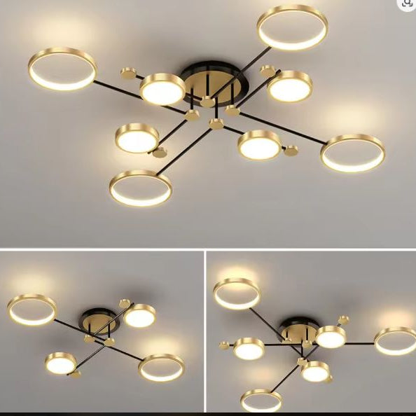 Moderne LED Hanglamp – Dimbaar met Afstandsbediening, Goud & Zwart Aluminium Armatuur