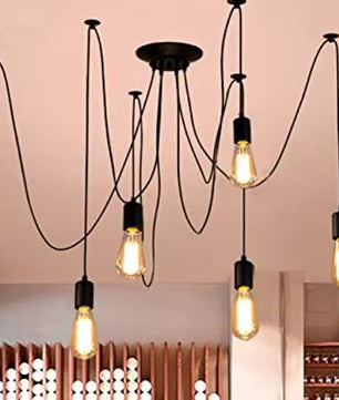 Vintage Spider Kroonluchter – Industriële Plafondlamp met Meerdere Hanglampen