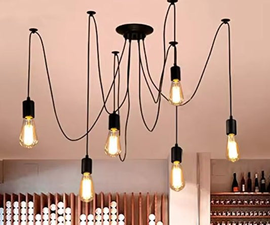 Vintage Spider Kroonluchter – Industriële Plafondlamp met Meerdere Hanglampen