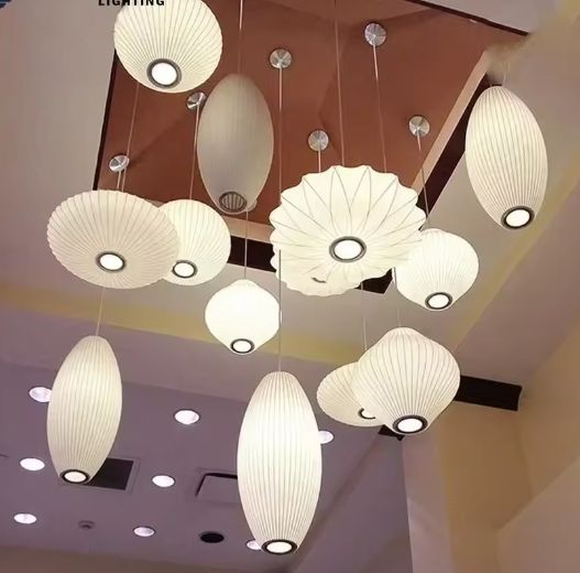 Moderne Zijde LED Hanglamp – Minimalistische Designer Plafondlamp voor Woonkamer, Restaurant & Hotel