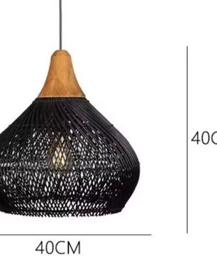 Vintage Rotan Hanglamp – Boho Plafondlamp voor Eetkamer, Keuken & Woonkamer