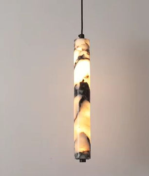 Luxe Zwarte Natuursteen Hanglamp – Cilinder Design met LED