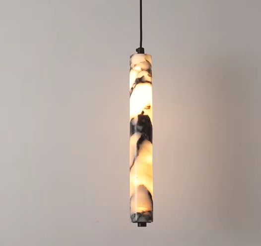 Luxe Zwarte Natuursteen Hanglamp – Cilinder Design met LED