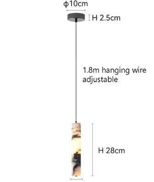 Luxe Zwarte Natuursteen Hanglamp – Cilinder Design met LED