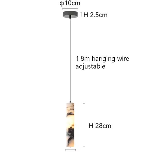 Luxe Zwarte Natuursteen Hanglamp – Cilinder Design met LED