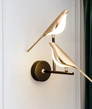 Gouden Vogel LED Wandlamp – Creatieve Muurlamp met Kunstzinnig Design