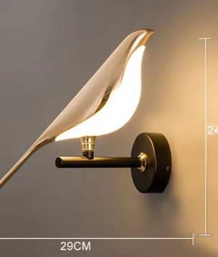 Gouden Vogel LED Wandlamp – Creatieve Muurlamp met Kunstzinnig Design