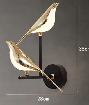 Gouden Vogel LED Wandlamp – Creatieve Muurlamp met Kunstzinnig Design