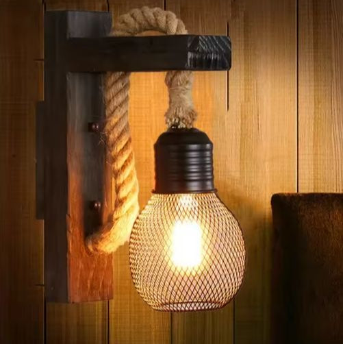 Retro Industriële Wandlamp – Hout & IJzer, Vintage Decoratief Ontwerp