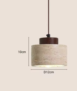 Japanse Wabi-Sabi Hanglamp – Stenen Kroonluchter met Gele Lampenkap